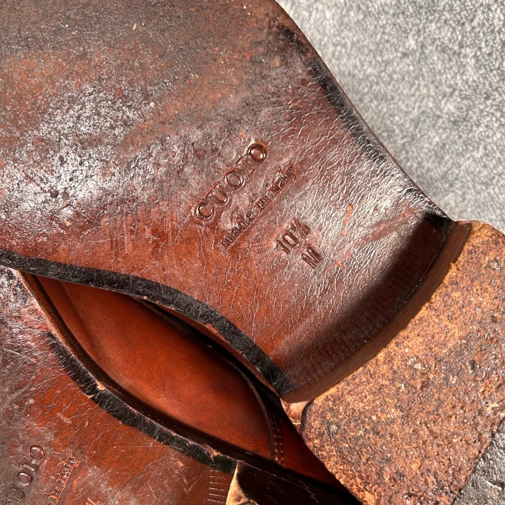 Mercanti Fiorentini Derby Dress Shoes Apron Toe Mens 10.5 M Brown Leather Italy - Picture 10 of 12